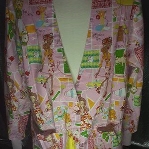 Women's Scrub Top Long Sleeved Buttons (XL) VG [Peaches Brand]